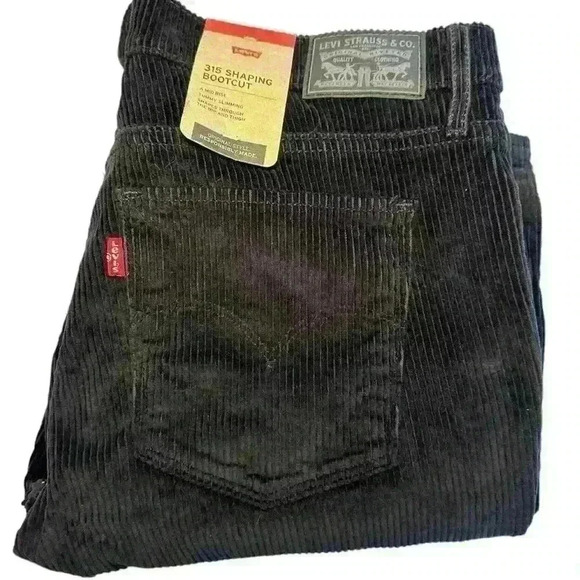 Levi’s NWT 315 Black Shaping Bootcut Mid Rise Corduroy Jeans Women’s Size 32x30 - Picture 1 of 11